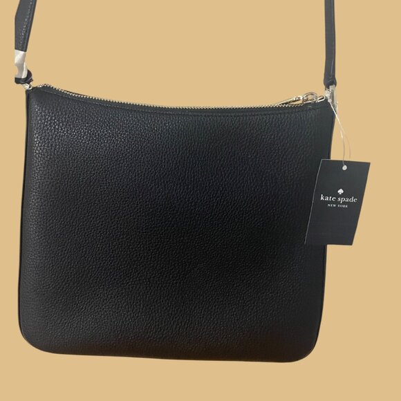 KATE SPADE LENA - NWT - LARGE BLACK PEBBLED LEATHER CROSSBODY - Picture 3 of 8